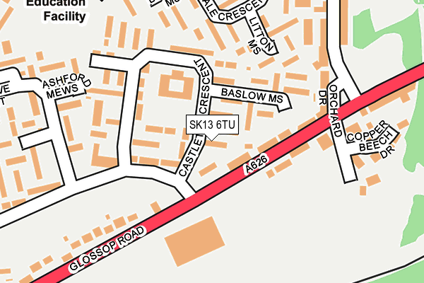 SK13 6TU map - OS OpenMap – Local (Ordnance Survey)