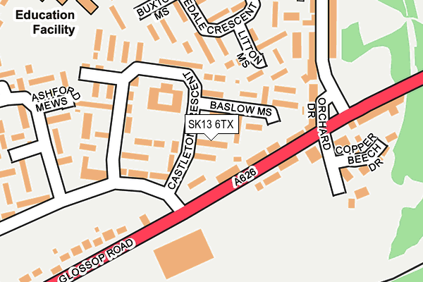 SK13 6TX map - OS OpenMap – Local (Ordnance Survey)