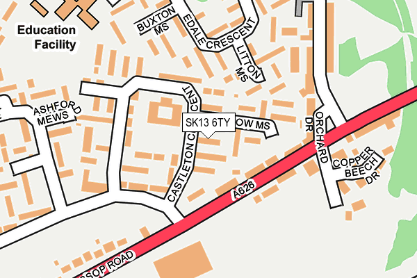 SK13 6TY map - OS OpenMap – Local (Ordnance Survey)