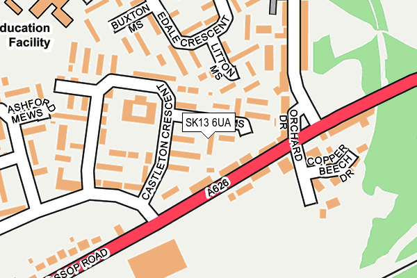 SK13 6UA map - OS OpenMap – Local (Ordnance Survey)