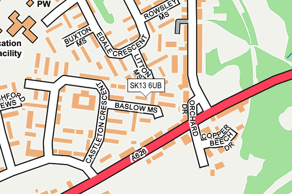SK13 6UB map - OS OpenMap – Local (Ordnance Survey)