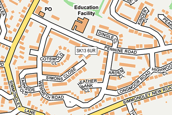 SK13 6UR map - OS OpenMap – Local (Ordnance Survey)