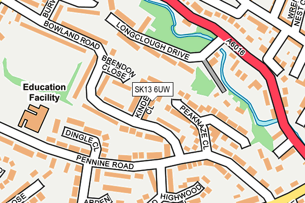 SK13 6UW map - OS OpenMap – Local (Ordnance Survey)