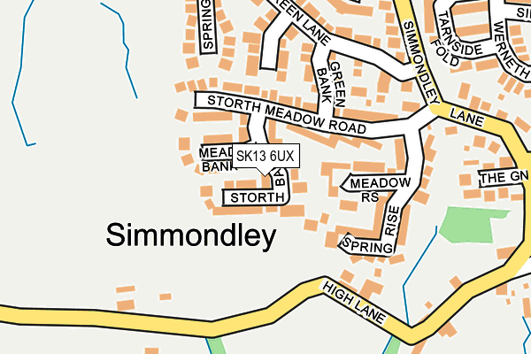 SK13 6UX map - OS OpenMap – Local (Ordnance Survey)