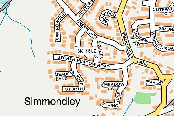 SK13 6UZ map - OS OpenMap – Local (Ordnance Survey)