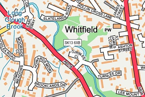 SK13 6XB map - OS OpenMap – Local (Ordnance Survey)