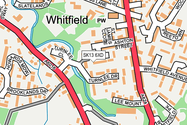 SK13 6XD map - OS OpenMap – Local (Ordnance Survey)