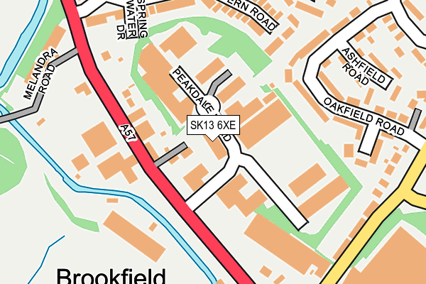 SK13 6XE map - OS OpenMap – Local (Ordnance Survey)