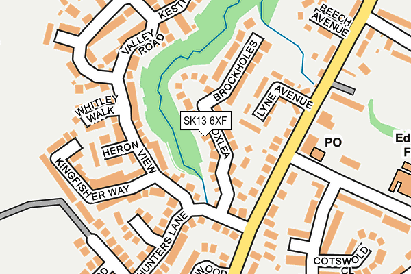 SK13 6XF map - OS OpenMap – Local (Ordnance Survey)