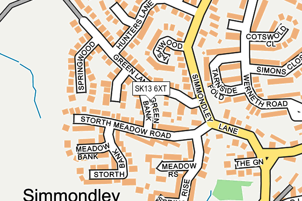 SK13 6XT map - OS OpenMap – Local (Ordnance Survey)