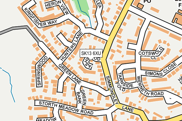 SK13 6XU map - OS OpenMap – Local (Ordnance Survey)