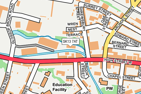 SK13 7AT map - OS OpenMap – Local (Ordnance Survey)