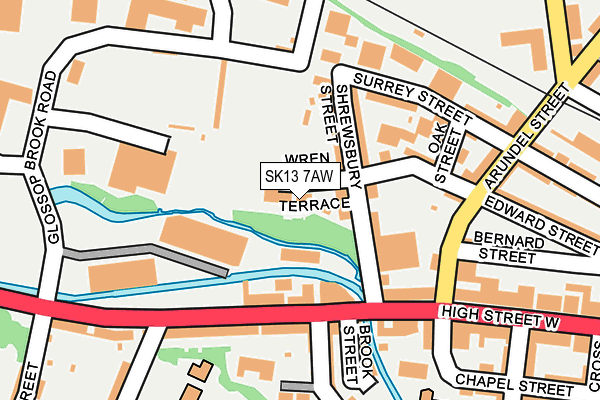 SK13 7AW map - OS OpenMap – Local (Ordnance Survey)