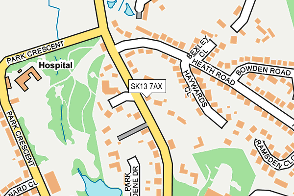 SK13 7AX map - OS OpenMap – Local (Ordnance Survey)