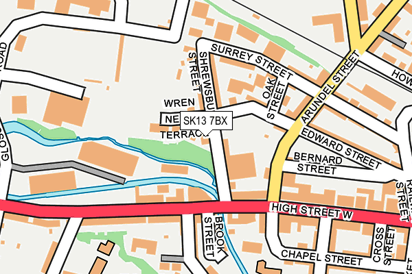 SK13 7BX map - OS OpenMap – Local (Ordnance Survey)