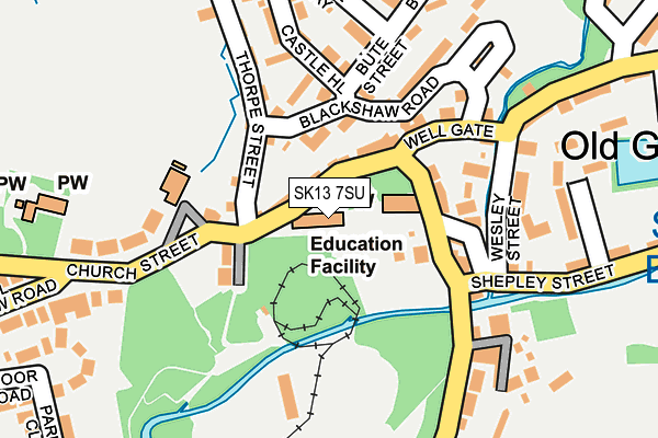 SK13 7SU map - OS OpenMap – Local (Ordnance Survey)