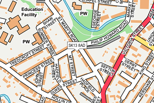 SK13 8AD map - OS OpenMap – Local (Ordnance Survey)