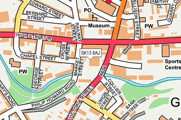 SK13 8AJ map - OS OpenMap – Local (Ordnance Survey)