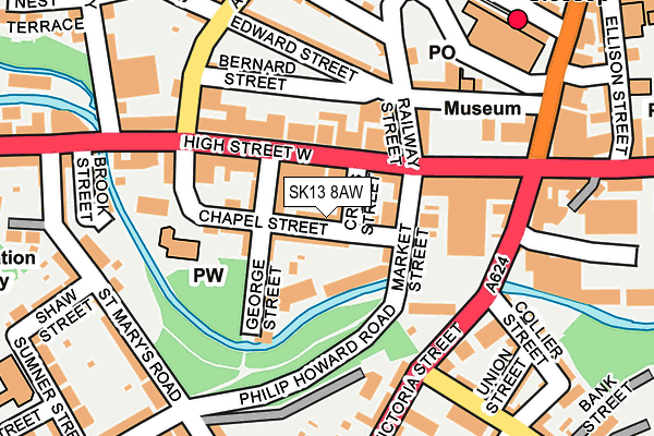 SK13 8AW map - OS OpenMap – Local (Ordnance Survey)