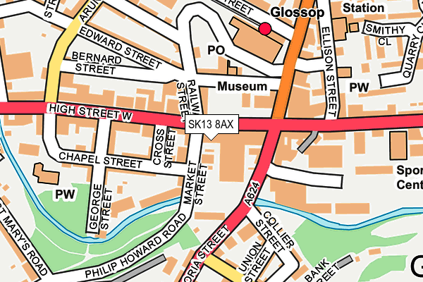 SK13 8AX map - OS OpenMap – Local (Ordnance Survey)