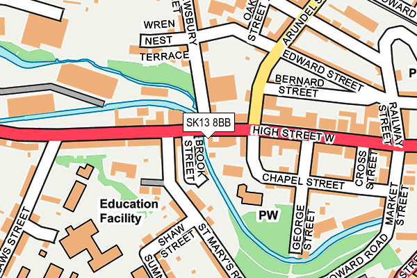 Map of THE HAIRWORX (GLOSSOP) LIMITED at local scale