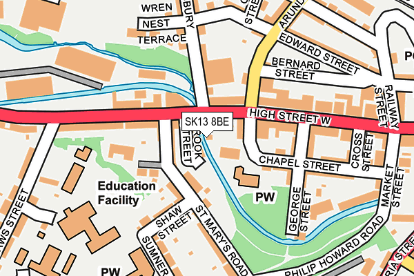 SK13 8BE map - OS OpenMap – Local (Ordnance Survey)