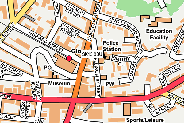 SK13 8BU map - OS OpenMap – Local (Ordnance Survey)