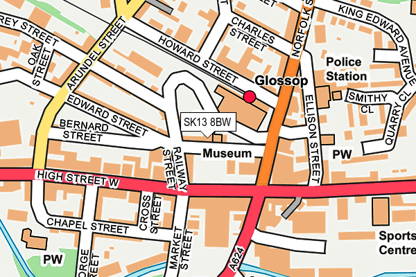 SK13 8BW map - OS OpenMap – Local (Ordnance Survey)