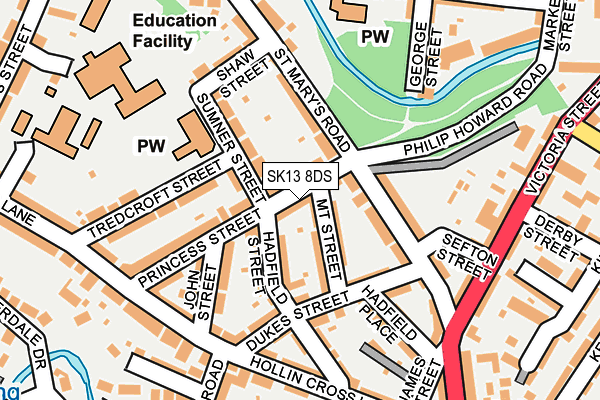 SK13 8DS map - OS OpenMap – Local (Ordnance Survey)