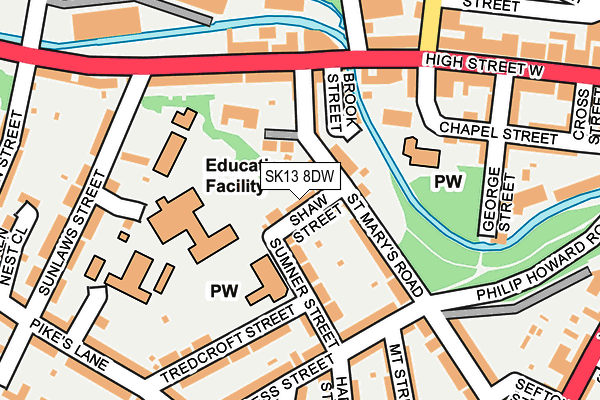 SK13 8DW map - OS OpenMap – Local (Ordnance Survey)