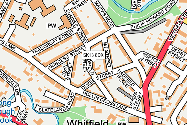 SK13 8DX map - OS OpenMap – Local (Ordnance Survey)