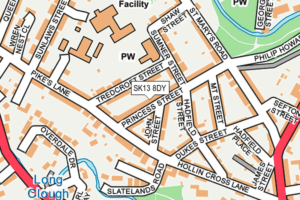 SK13 8DY map - OS OpenMap – Local (Ordnance Survey)