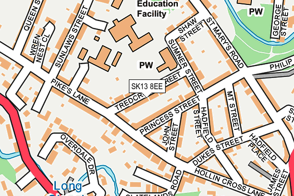 SK13 8EE map - OS OpenMap – Local (Ordnance Survey)