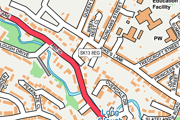 SK13 8EG map - OS OpenMap – Local (Ordnance Survey)