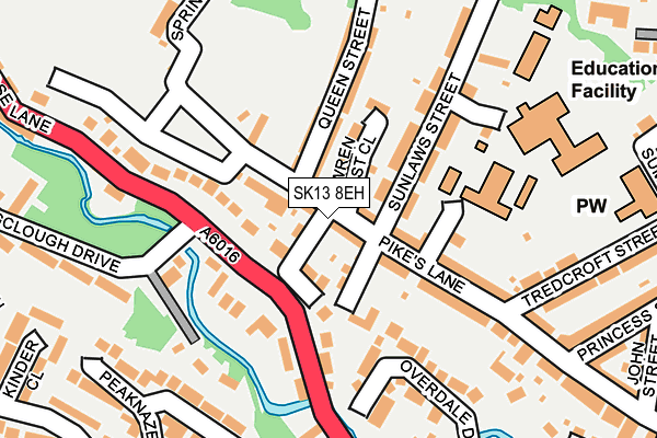 SK13 8EH map - OS OpenMap – Local (Ordnance Survey)