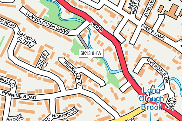 SK13 8HW map - OS OpenMap – Local (Ordnance Survey)