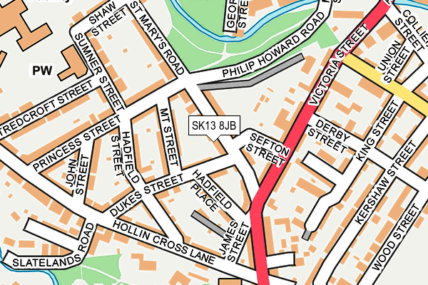 SK13 8JB map - OS OpenMap – Local (Ordnance Survey)