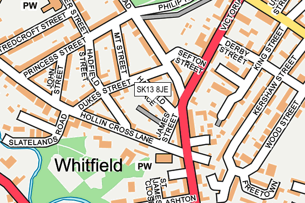 SK13 8JE map - OS OpenMap – Local (Ordnance Survey)