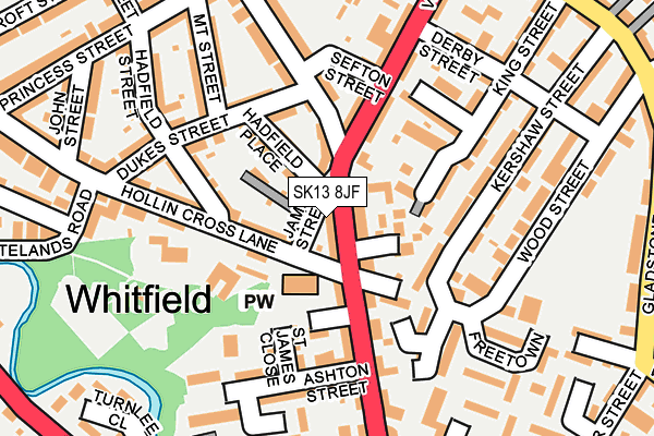 SK13 8JF map - OS OpenMap – Local (Ordnance Survey)