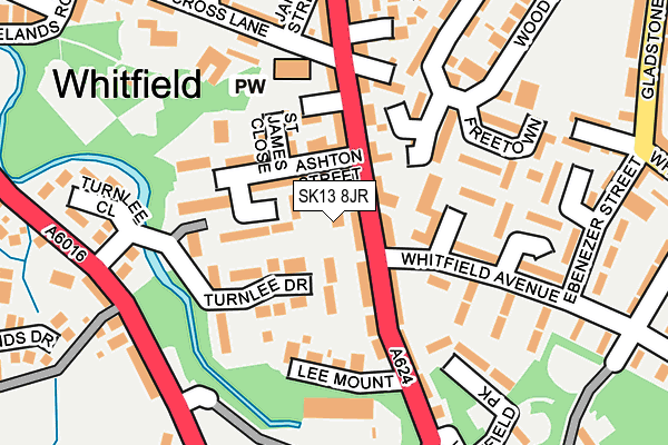 SK13 8JR map - OS OpenMap – Local (Ordnance Survey)