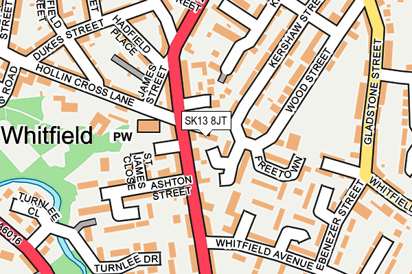 SK13 8JT map - OS OpenMap – Local (Ordnance Survey)