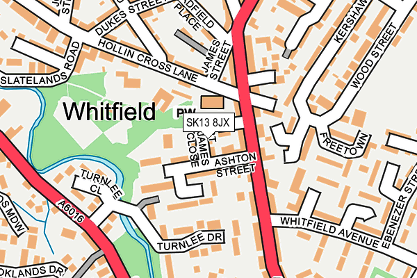 SK13 8JX map - OS OpenMap – Local (Ordnance Survey)