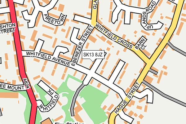 SK13 8JZ map - OS OpenMap – Local (Ordnance Survey)