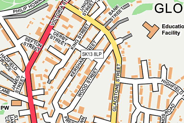 SK13 8LP map - OS OpenMap – Local (Ordnance Survey)