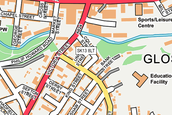 SK13 8LT map - OS OpenMap – Local (Ordnance Survey)