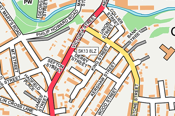 SK13 8LZ map - OS OpenMap – Local (Ordnance Survey)