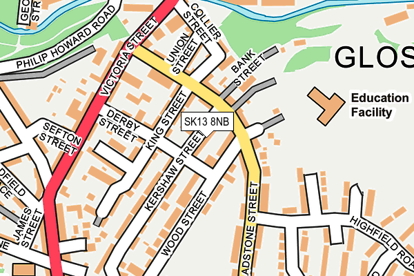 SK13 8NB map - OS OpenMap – Local (Ordnance Survey)