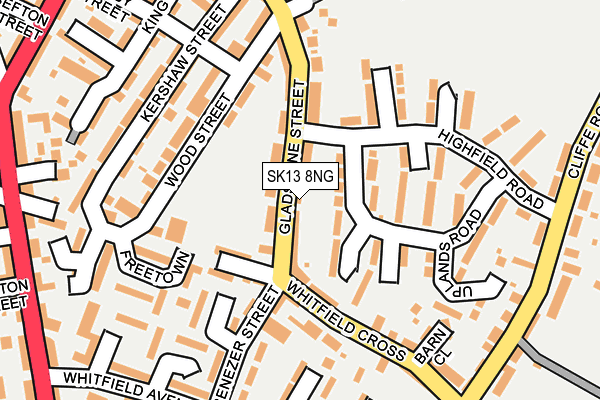 SK13 8NG map - OS OpenMap – Local (Ordnance Survey)
