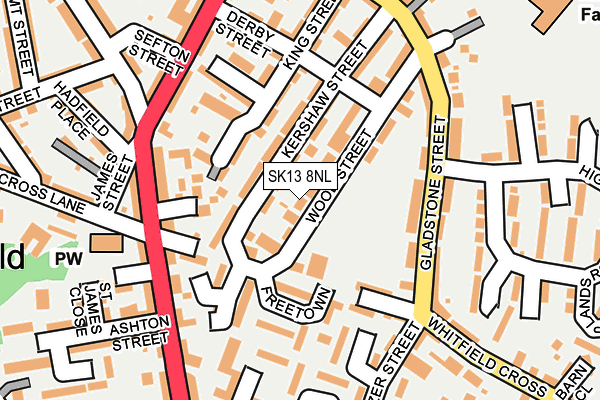 SK13 8NL map - OS OpenMap – Local (Ordnance Survey)
