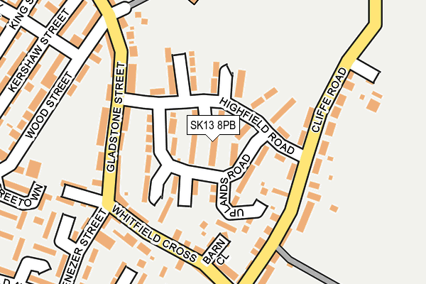SK13 8PB map - OS OpenMap – Local (Ordnance Survey)